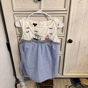 Talbots White and Blue Nautical Blouse